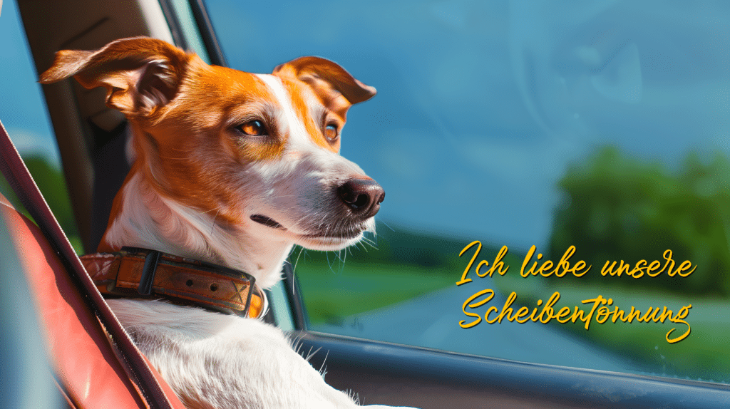 Hund hinter veredelter Scheibe